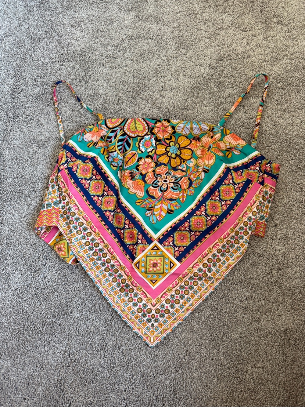 NEVER WORN Floral Bandana/Scarf-Style Camisole Tank Top - Multicolor